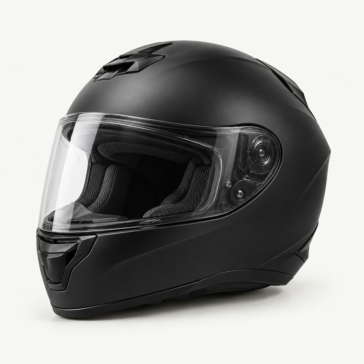 Capacete preto com viseira transparente, imagem ilustrativa